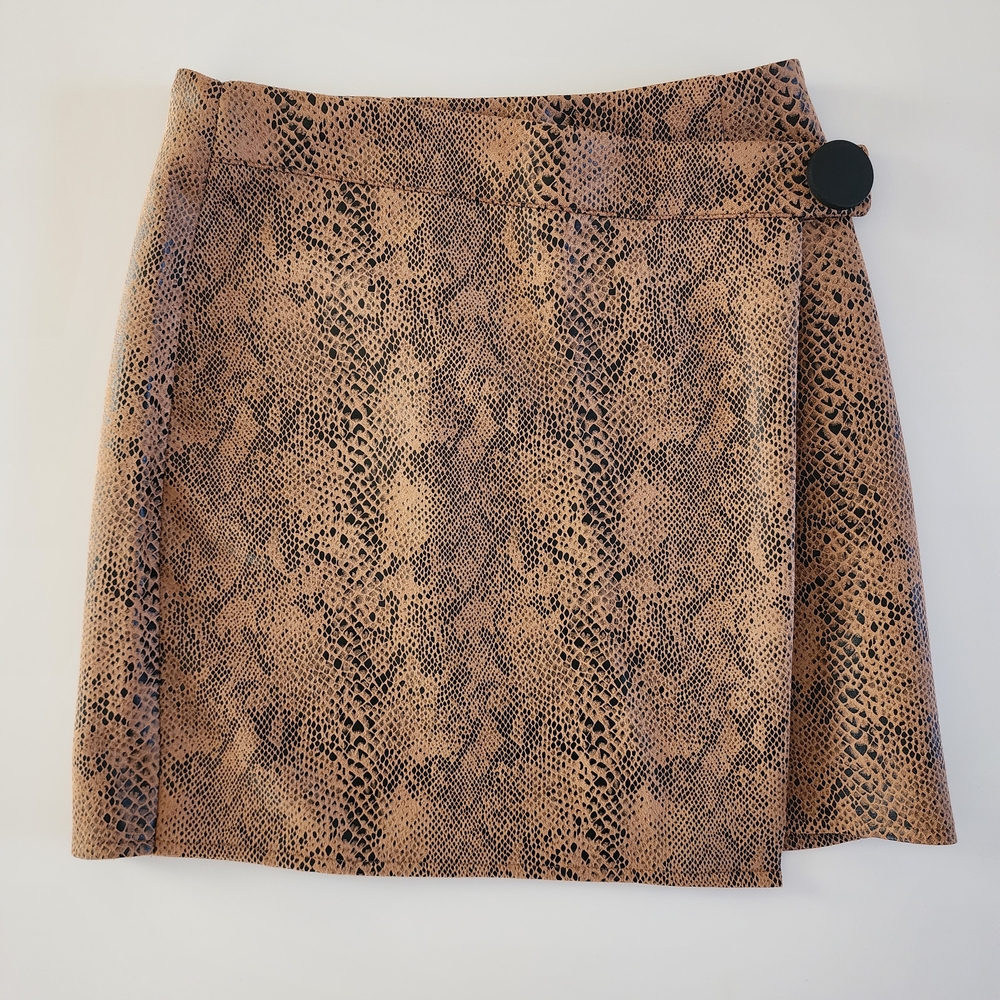 Idem Ditto Snake Print Mini Skirt with Button Detail Size S